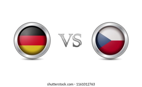 Germany vs czech republic flag concept in metal circle badges for international championship football competition 