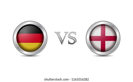 Germany vs england flag concept in metal circle badges for international championship football competition 