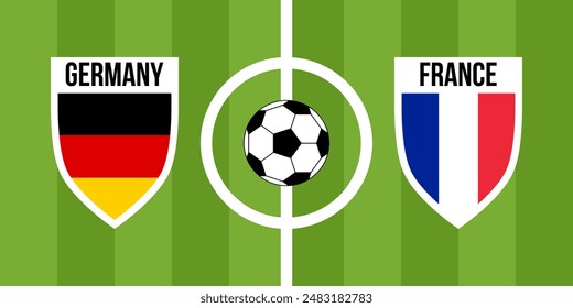 germany vs france, teams shield shaped national flags