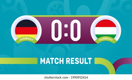 germany vs hungary match result, European Football Championship euro 2020 vector illustration. Football 2020 championship match versus teams intro sport background