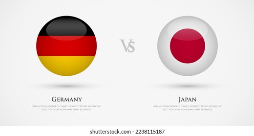 Germany vs Japan country flags template. The concept for game, competition, relations, friendship, cooperation, versus.