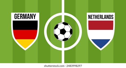 germany vs netherlands, teams shield shaped national flags