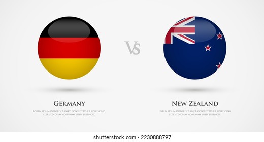 Germany vs New Zealand country flags template. The concept for game, competition, relations, friendship, cooperation, versus.