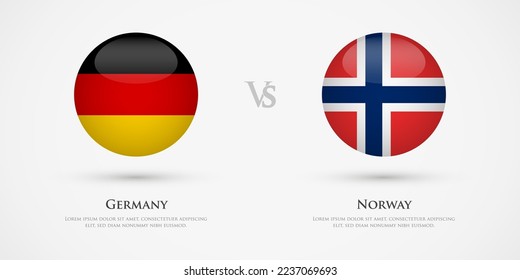 Germany vs Norway country flags template. The concept for game, competition, relations, friendship, cooperation, versus.