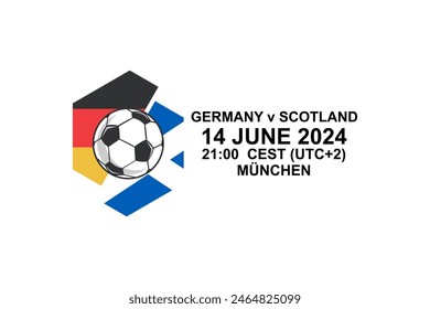 Germany vs Scotland, 2024 football match, Vector illustration. Simple sports illustration. The match will be held on June 14 2024.