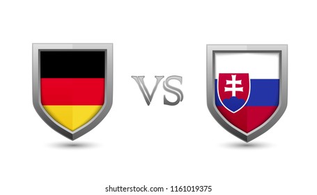 Germany vs slovakia flag shield badges for international championship football competition