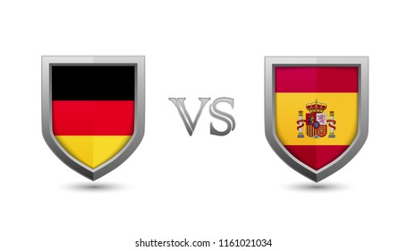 Germany vs spain flag shield badges for international championship football competition