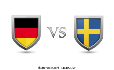 Germany vs sweden flag shield badges for international championship football competition