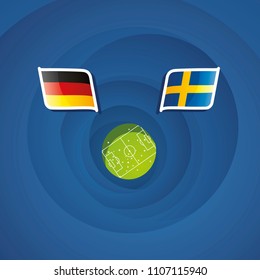 Germany vs Sweden flags abstract soccer stadium background