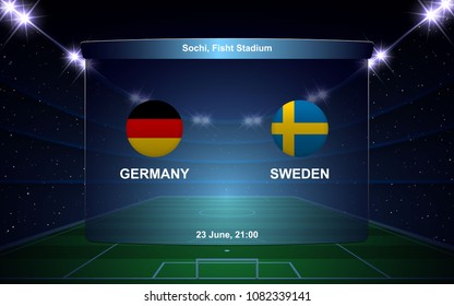 Germany vs Sweden football scoreboard broadcast graphic soccer template