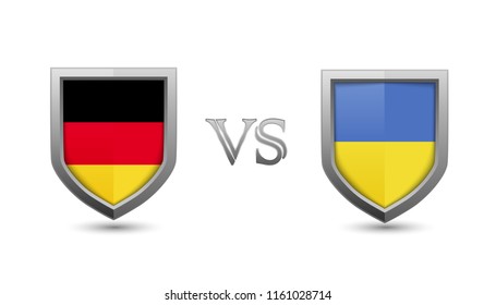 Germany vs ukraine flag shield badges for international championship football competition