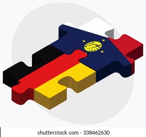 Germany and Wake Island Flags in puzzle isolated on white background