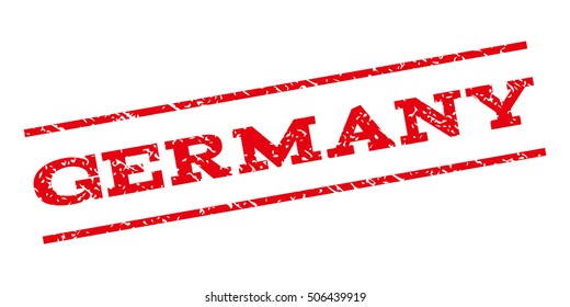 Germany watermark stamp. Text tag between parallel lines with grunge design style. Rubber seal stamp with dirty texture. Vector red color ink imprint on a white background.