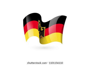 Germany waving flag vector icon, national symbol. Flag of Germany, fluttered in the wind - vector illustration isolated on white background.