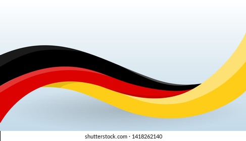 Germany Waving National flag. Modern unusual shape. Design template for decoration of flyer and card, poster, banner and logo. Isolated vector illustration.