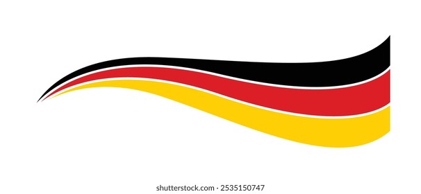 Germany wavy flag ribbon, Germans flag tricolor curvy design, German national flag vector illustration