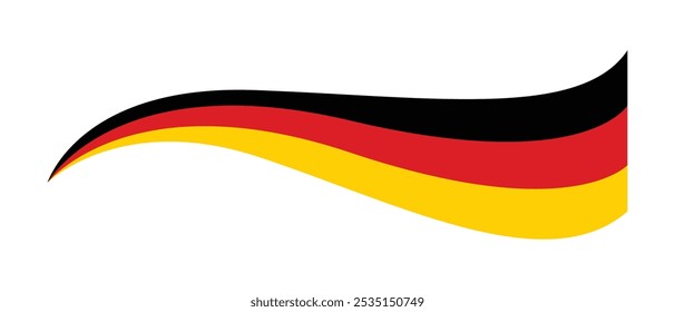 Germany wavy flag ribbon, Germans flag tricolor curvy design, German national flag vector illustration