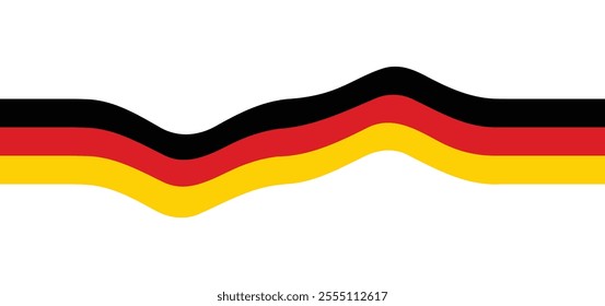 Germany wavy flag ribbon, Germans flag tricolor curvy design, German national flag vector illustration