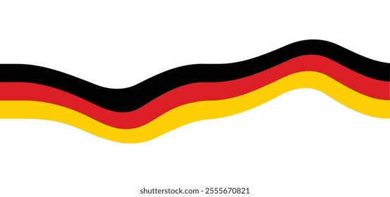 Germany wavy flag ribbon, Germans flag tricolor curvy design, German national flag vector illustration