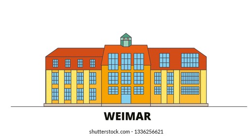Germany, Weimar,Bauhaus flat landmarks vector illustration. Germany, Weimar,Bauhaus line city with famous travel sights, skyline, design. 