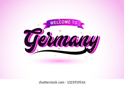 Germany Welcome to Creative Text Handwritten Font with Purple Pink Colors Design Vector Illustration.