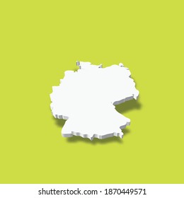Germany - white 3D silhouette map of country area with dropped shadow on green background. Simple flat vector illustration.