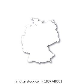 Deutschland - weiße 3D-Silhouette-Karte des Landgebiets mit heruntergefallenem Schatten auf weißem Hintergrund. Einfache flache Vektorgrafik.