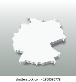 Germany - white 3D silhouette map of country area with dropped shadow on grey background. Simple flat vector illustration