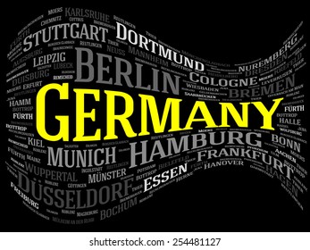 Germany word cloud concept. List of cities in Germany