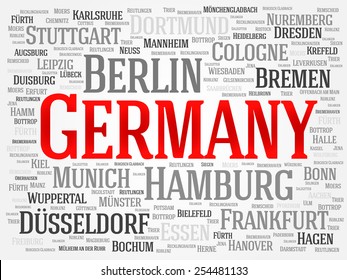 Germany word cloud concept. List of cities in Germany