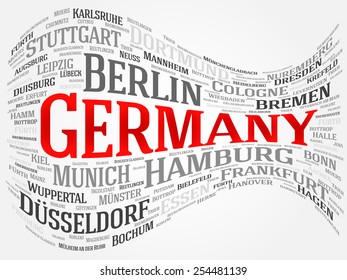 Germany word cloud concept. List of cities in Germany