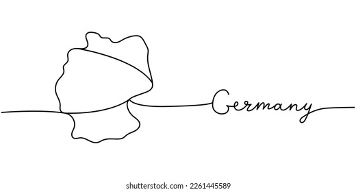 Germany - word with country silhouette one line. Minimalist drawing illustration. Germany country silhouette continuous one line illustration.