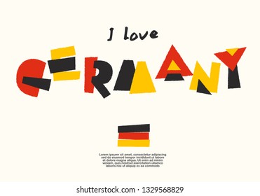 Germany : World Flag with fun geometrical alphabets : Vector Illustration 