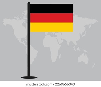 Germany with world map silhouette in background vector design.