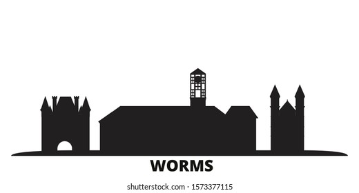 Germany, Worms city skyline isolated vector illustration. Germany, Worms travel black cityscape