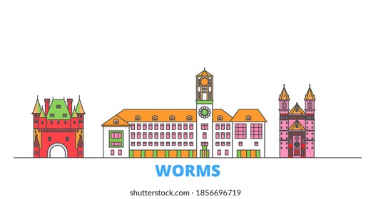 Germany, Worms line cityscape, flat vector. Travel city landmark, oultine illustration, line world icons