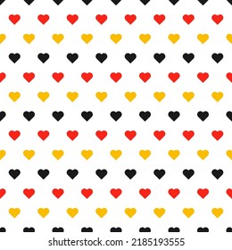 Germany wrapping pattern with black, red and yellow hearts. Octoberfest background. Vector. Oktoberfest seamless background. Prints. Bavarian diamond wallpaper. Color illustration