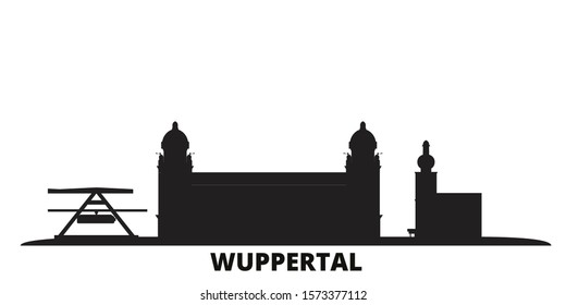 Germany, Wuppertal city skyline isolated vector illustration. Germany, Wuppertal travel black cityscape