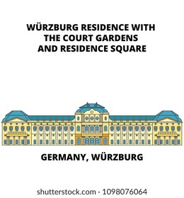 Germany, Wurzburg Residence line icon concept. Germany, Wurzburg Residence flat vector sign, symbol, illustration.