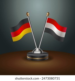 Germany and Yemen table flags relation with gradient backgrund. Vector Illustration