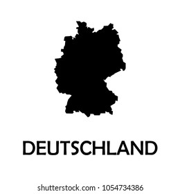 Germany,Deutschland black country border map.