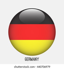 Germany,Deutschland flag in circle shape. Transparent,glossy,glass button