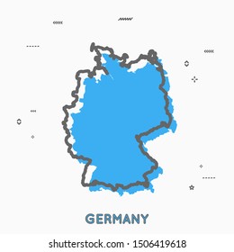 Germany,Deutschland map in thin line style with small geometric figures. Vector illustration modern concept