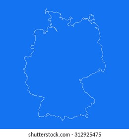 Germany,Deutschland outline map, stroke. Line style. White and blue. Vector EPS8