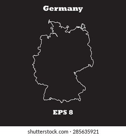 Germany,Deutschland outline map, stroke. Name of country. Line style. Vector EPS8