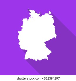 Germany,Deutschland white map,border flat simple style with long shadow on purple background