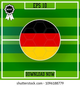 Germany.Flag, Football, Group, Circle on green stadium background, Vector icon in flat style. isolated. 