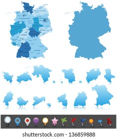 Germany-highly detailed map.All elements are separated in editable layers clearly labeled. Vector