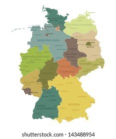 Germany-highly detailed map.All elements are separated in editable layers clearly labeled. Vector