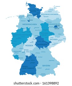 Germany-highly detailed map.All elements are separated in editable layers clearly labeled. Vector 